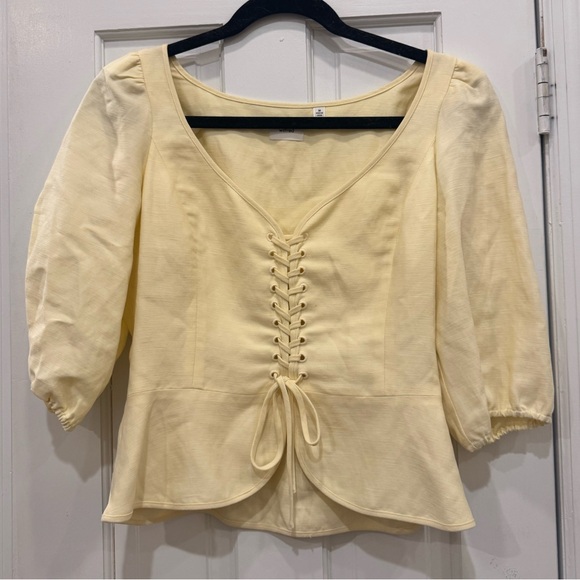 Aritzia Cream Lace-Up Blouse - Picture 1 of 4